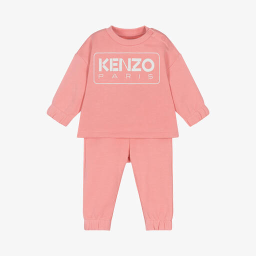 KENZO KIDS-بدلة رياضية قطن لون زهري للبنات | Childrensalon