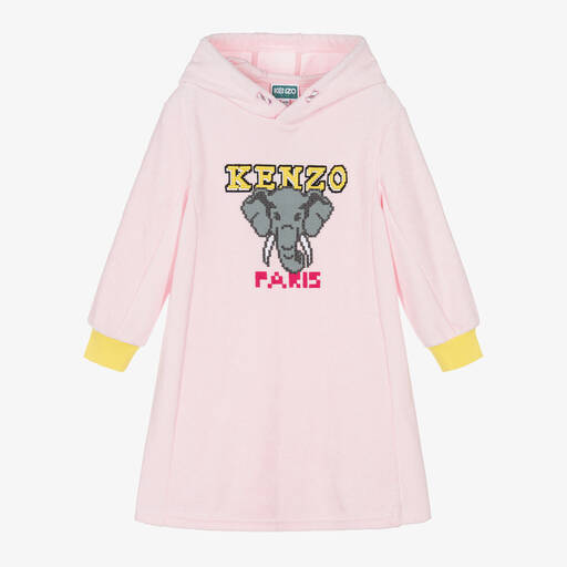 KENZO KIDS-Girls Pink Hooded Elephant Dress | Childrensalon