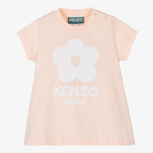 KENZO KIDS-تيشيرت قطن عضوي لون زهري فاتح للبنات | Childrensalon