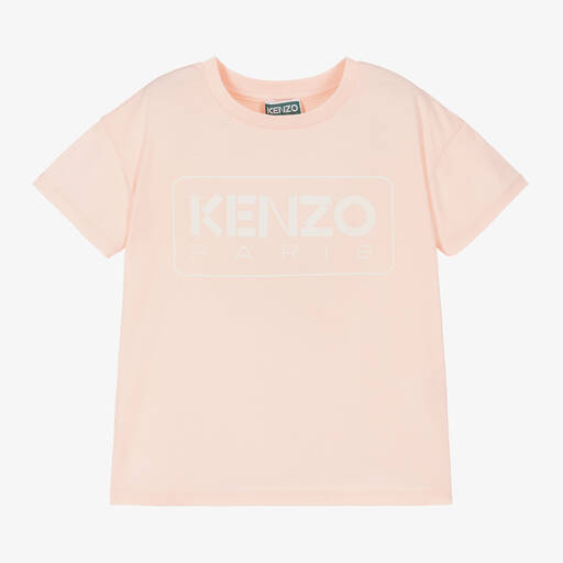 KENZO KIDS-Girls Pink Organic Cotton T-Shirt | Childrensalon