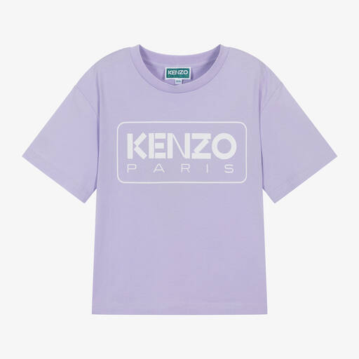 KENZO KIDS-Girls Purple Organic Cotton T-Shirt | Childrensalon