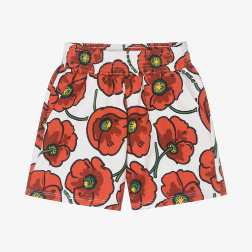 KENZO KIDS-Girls Red Cotton Poppy Logo Shorts | Childrensalon