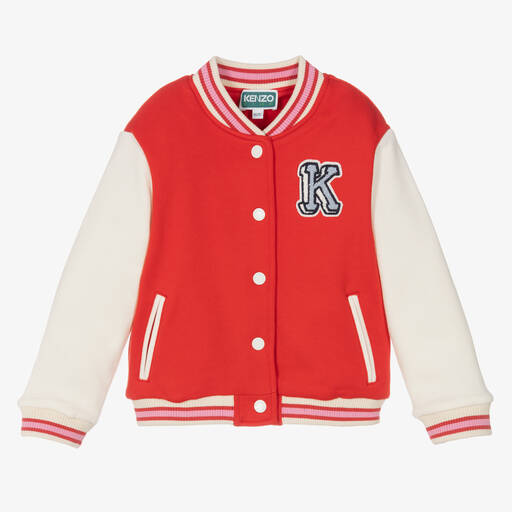 KENZO KIDS-Girls Red Varsity Tiger Baseball Jacket | Childrensalon