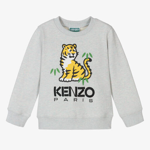 KENZO KIDS-Sweat gris chiné en coton KOTORA | Childrensalon