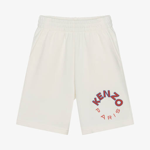 KENZO KIDS-Ivory Cotton Jersey Shorts | Childrensalon