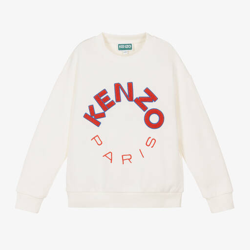 KENZO KIDS-Ivory Cotton Jersey Sweatshirt | Childrensalon