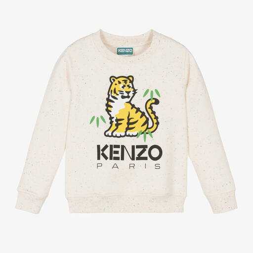 KENZO KIDS-Ivory Cotton KOTORA Tiger Sweatshirt | Childrensalon