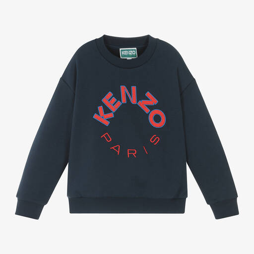 KENZO KIDS-Navy Blue Cotton Jersey Sweatshirt | Childrensalon