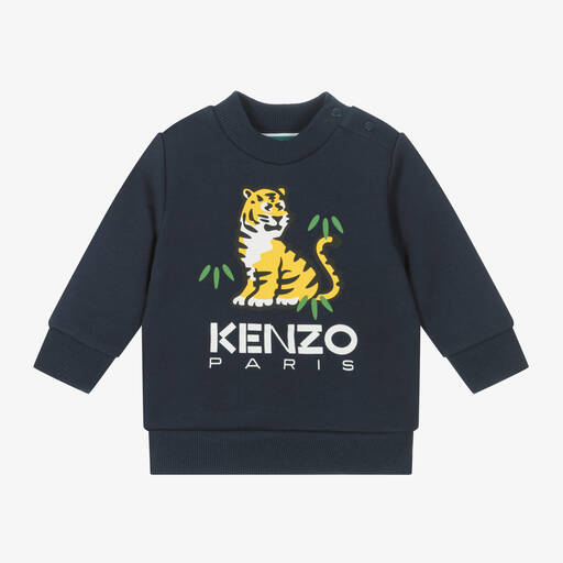 KENZO KIDS-Navy Blue Cotton KOTORA Tiger Sweatshirt | Childrensalon