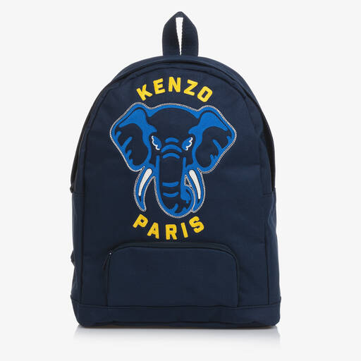 KENZO KIDS-Navy Blue Elephant Logo Backpack (36cm) | Childrensalon