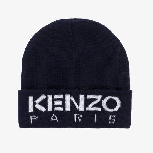 KENZO KIDS-Navy Blue Knitted Beanie Hat | Childrensalon