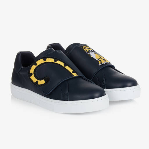 KENZO KIDS-Navyblaue KOTORA Leder-Sneakers | Childrensalon