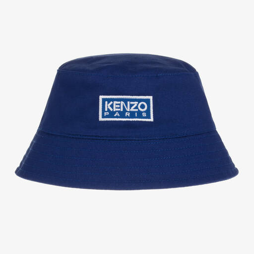 KENZO KIDS-Navy Blue Logo Bucket Hat | Childrensalon