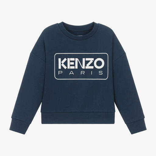 KENZO KIDS-Navy Blue Organic Cotton Sweatshirt | Childrensalon