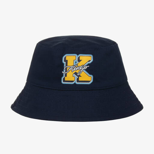 KENZO KIDS-Navy Blue Reversible Bucket Hat  | Childrensalon