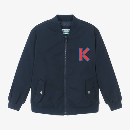 KENZO KIDS-Синяя куртка-бомбер на молнии | Childrensalon