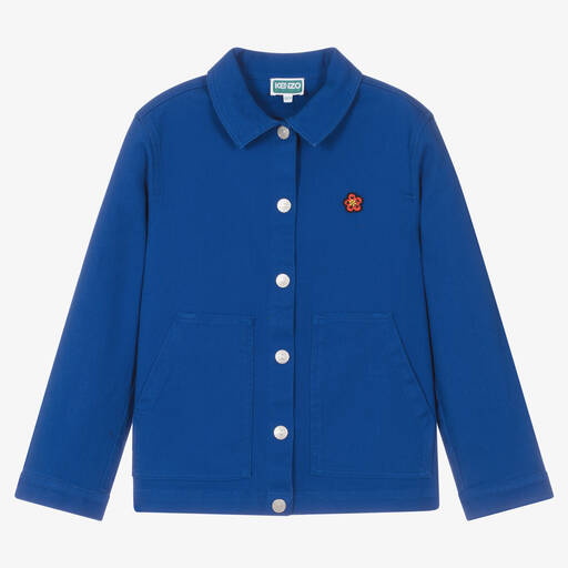 KENZO KIDS-Teen Blue Cotton Boke Flower Jacket | Childrensalon
