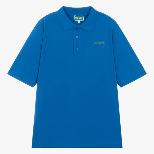 KENZO KIDS-Teen Boys Cobalt Blue Cotton Polo Shirt | Childrensalon