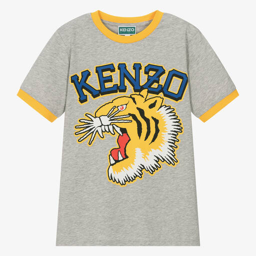 KENZO KIDS-Teen Boys Grey Cotton T-Shirt | Childrensalon
