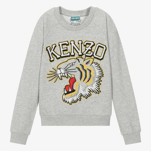 KENZO KIDS-Teen Boys Grey Marl Cotton Sweatshirt | Childrensalon