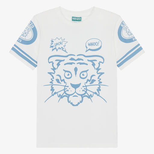 KENZO KIDS-Teen Boys Ivory Cotton Tiger T-Shirt | Childrensalon
