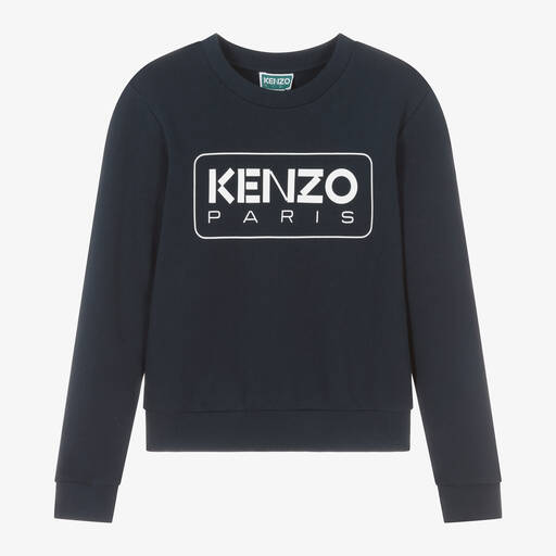 KENZO KIDS-Teen Boys Navy Blue Cotton Sweatshirt | Childrensalon