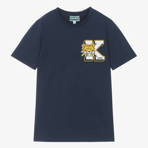 KENZO KIDS-Teen Boys Navy Blue Cotton T-Shirt | Childrensalon
