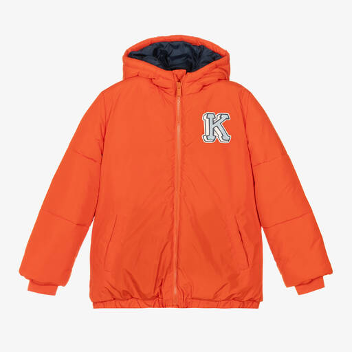 KENZO KIDS-Teen Boys Orange Varsity Tiger Padded Jacket | Childrensalon