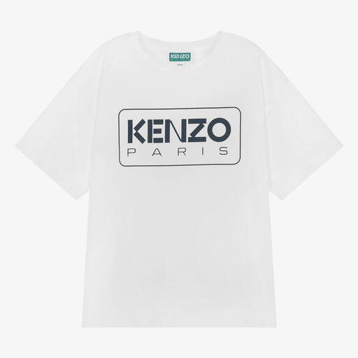 KENZO KIDS-Teen Boys White Organic Cotton T-Shirt | Childrensalon