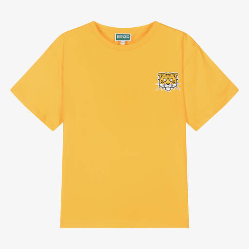 KENZO KIDS-Teen Boys Yellow Cotton Varsity T-Shirt | Childrensalon