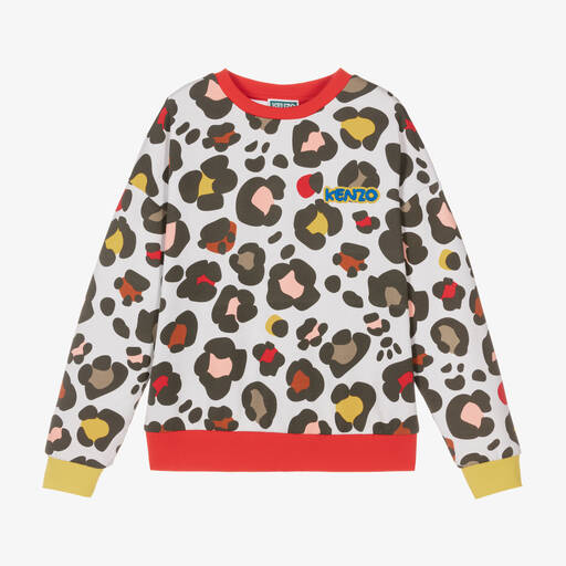KENZO KIDS-Teen Girls Grey Animal Print Sweatshirt | Childrensalon