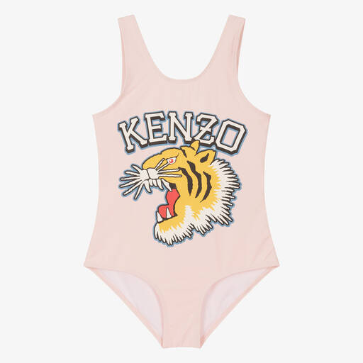KENZO KIDS-Teen Girls Pale Pink Varsity Tiger Swimsuit | Childrensalon