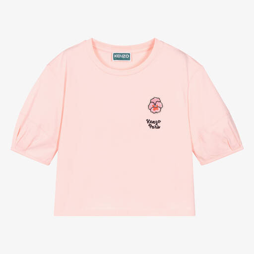 KENZO KIDS-Teen Girls Pink Balloon Sleeve T-Shirt | Childrensalon