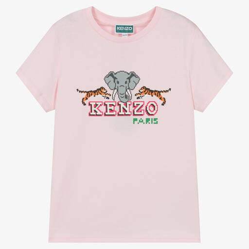 KENZO KIDS-Розовая хлопковая футболка с дикими животными | Childrensalon