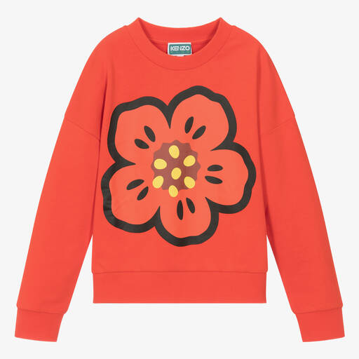 KENZO KIDS-Teen Girls Red Boke Flower Sweatshirt | Childrensalon