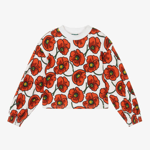KENZO KIDS-Teen Girls Red Cotton Poppy Sweatshirt | Childrensalon