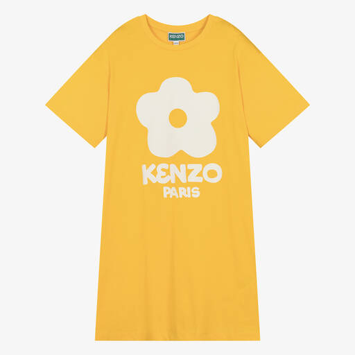 KENZO KIDS-Teen Girls Yellow Boke Flower Cotton Dress | Childrensalon