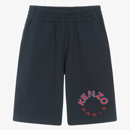 KENZO KIDS-Teen Navy Blue Cotton Jersey Shorts | Childrensalon