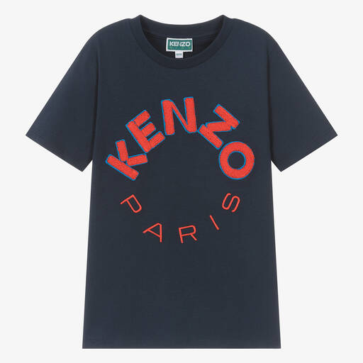 KENZO KIDS-Teen Navy Blue Cotton T-Shirt | Childrensalon