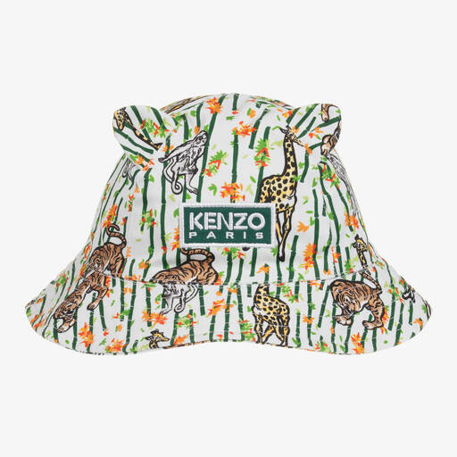 KENZO KIDS-White Animal Print Sun Hat | Childrensalon