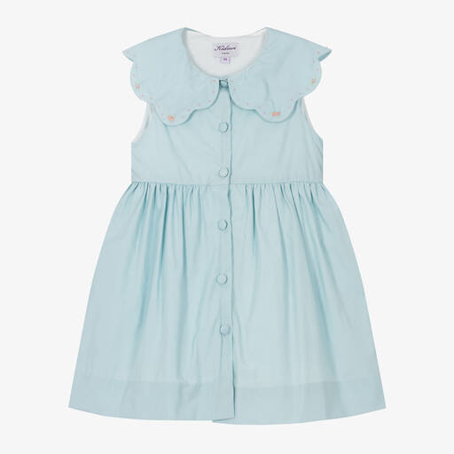 Kidiwi-Girls Blue Cotton Dress | Childrensalon