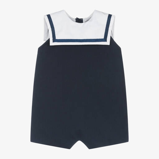 Kidiwi-Navy Blue Cotton Nautical Shortie | Childrensalon