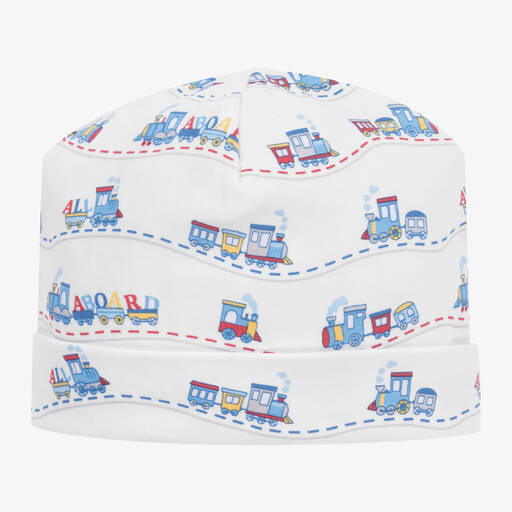 Kissy Kissy-Baby Boys White Rambling Railroad Layette Hat | Childrensalon