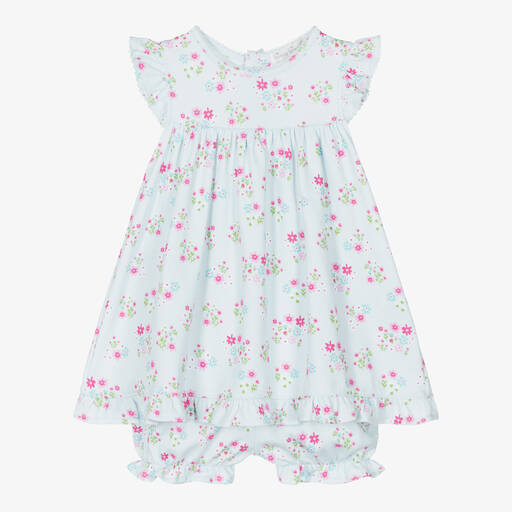 Kissy Kissy-Baby Girls Blue Pima Bunny Blossoms Dress | Childrensalon