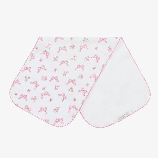 Kissy Kissy-Baby Girls Pink Blooming Bows Cotton Burp Cloth (48cm) | Childrensalon