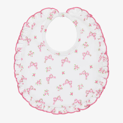 Kissy Kissy-Baby Girls Pink Pima Cotton Blooming Bows Bib | Childrensalon