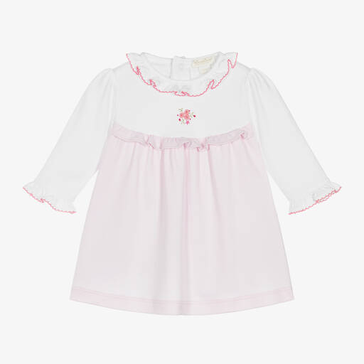 Kissy Kissy-Baby Girls Pink Pima Cotton Roses & Blooms Dress | Childrensalon