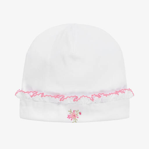 Kissy Kissy-Baby Girls White Cotton Roses & Blooms Hat | Childrensalon