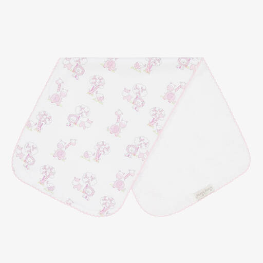 Kissy Kissy-Baby Girls White Gingham Jungle Burp Cloth (49cm) | Childrensalon