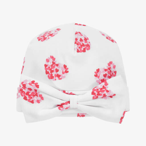 Kissy Kissy-Bonnet blanc à cœurs roses bébé | Childrensalon